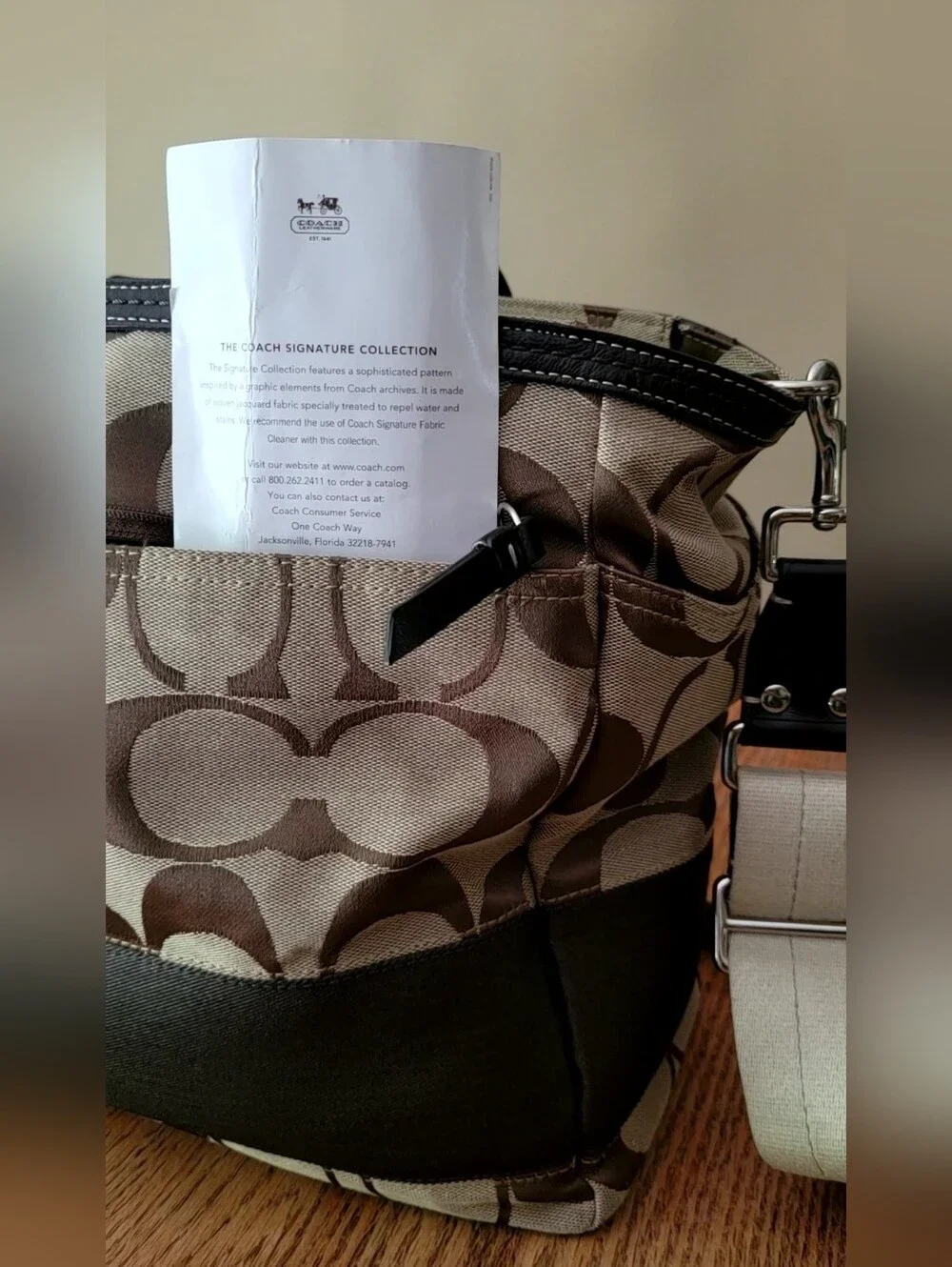 Coach Signature Diaper Or Tote Bag in Khaki and Dark Brown Y2K